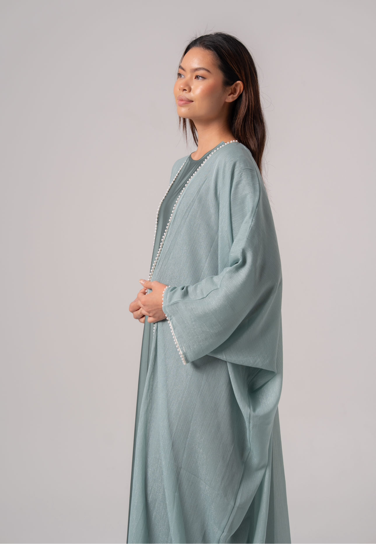 Layali pearl abaya - Aquamarine