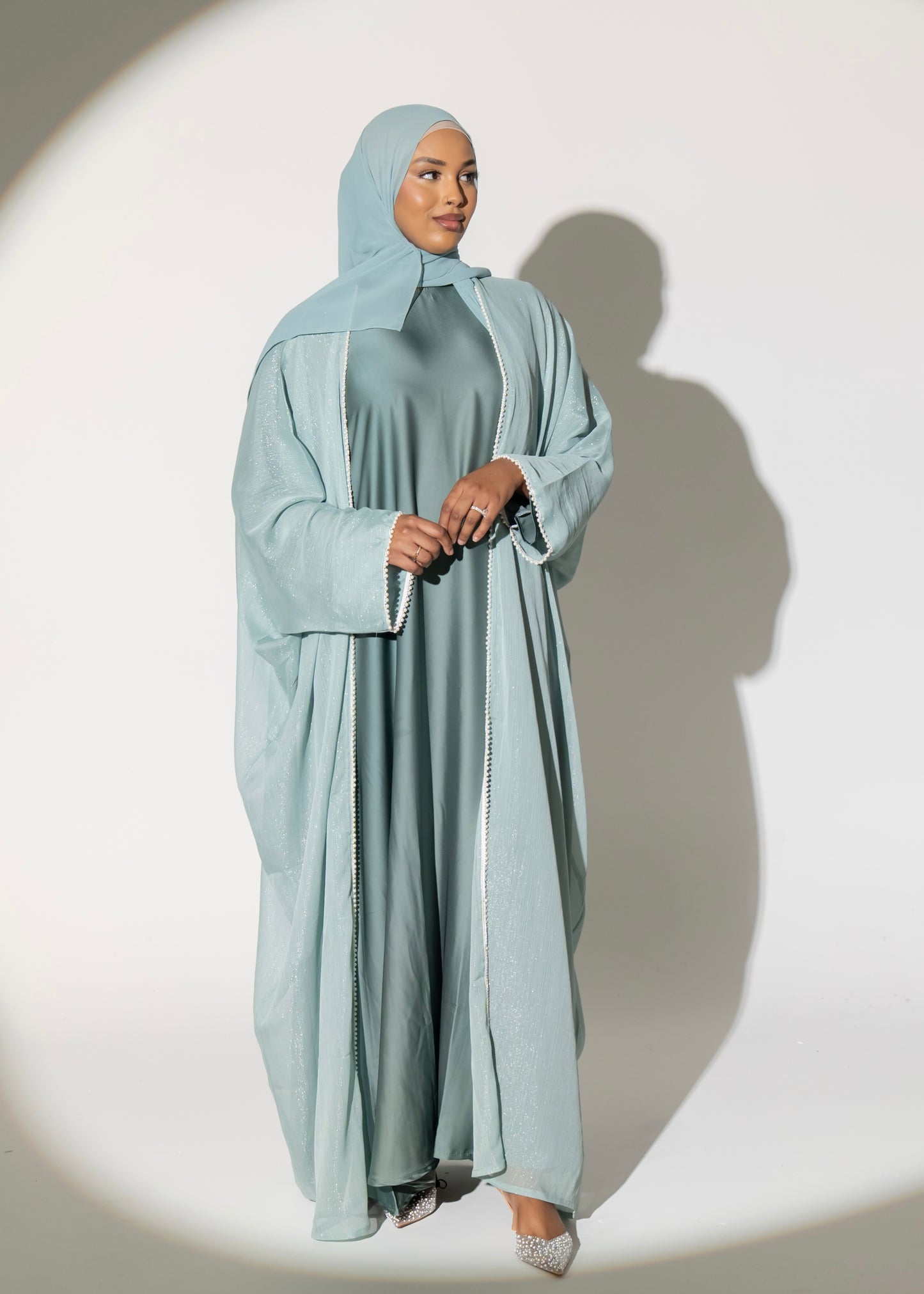 Layali pearl abaya - Aquamarine