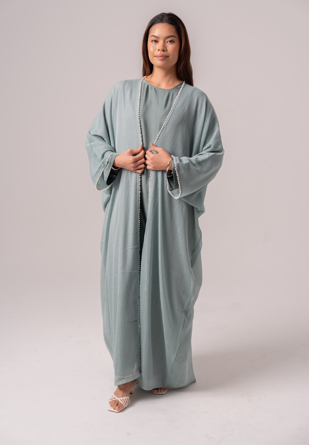 Layali pearl abaya - Aquamarine