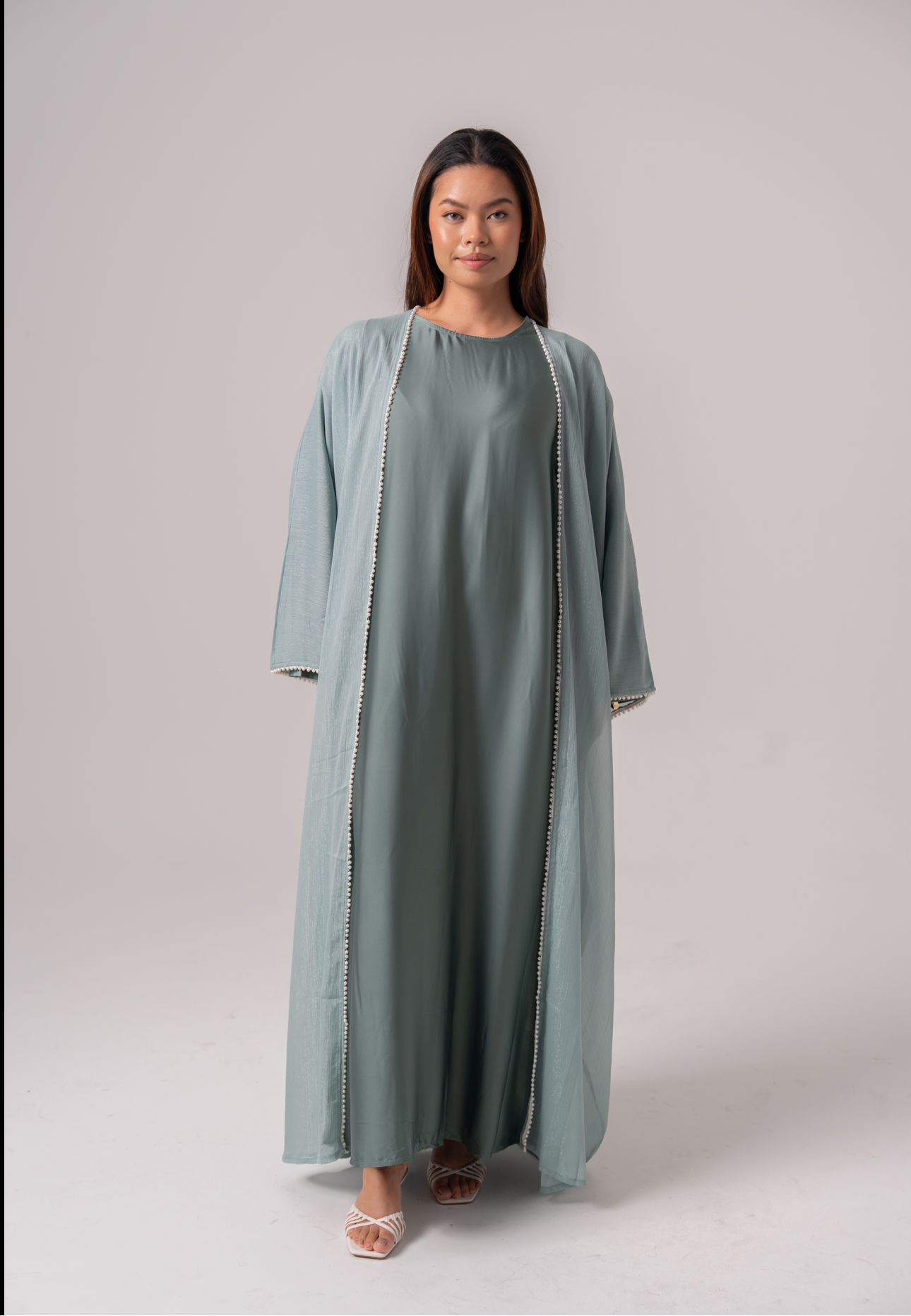 Layali pearl abaya - Aquamarine